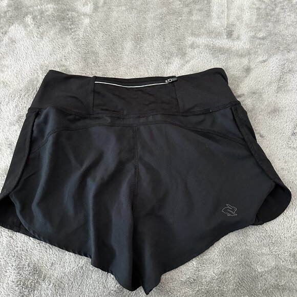 Rabbit Black Running Shorts SMALL Women's Lined Drawstring 4" Inseam - Picture 5 of 6